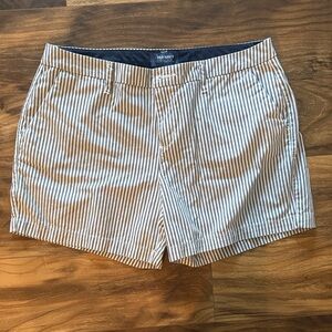 Old Navy Women's Blue and White Striped Bermudas